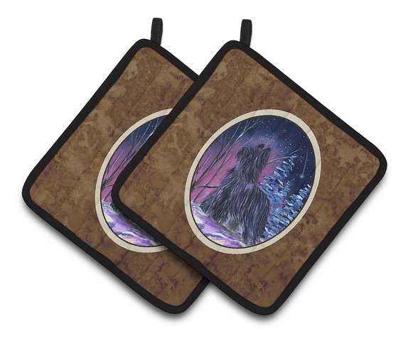 Picture of Carolines Treasures SS8366PTHD Starry Night Briard Pair of Pot Holders, 7.5 x 3 x 7.5 in.