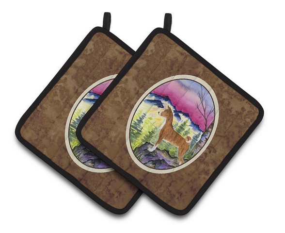 Picture of Carolines Treasures SS8371PTHD Basenji Pair of Pot Holders, 7.5 x 3 x 7.5 in.
