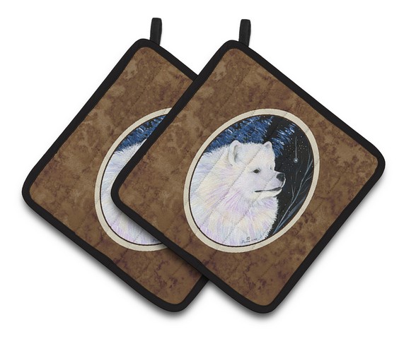 Picture of Carolines Treasures SS8376PTHD Starry Night Samoyed Pair of Pot Holders, 7.5 x 3 x 7.5 in.