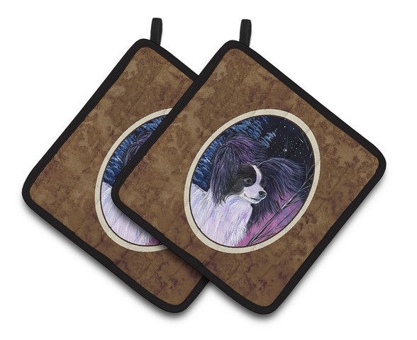 Picture of Carolines Treasures SS8377PTHD Starry Night Papillon Pair of Pot Holders, 7.5 x 3 x 7.5 in.