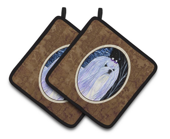 Picture of Carolines Treasures SS8378PTHD Starry Night Maltese Pair of Pot Holders, 7.5 x 3 x 7.5 in.