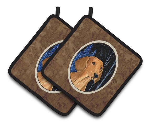 Picture of Carolines Treasures SS8379PTHD Starry Night Dachshund Pair of Pot Holders, 7.5 x 3 x 7.5 in.