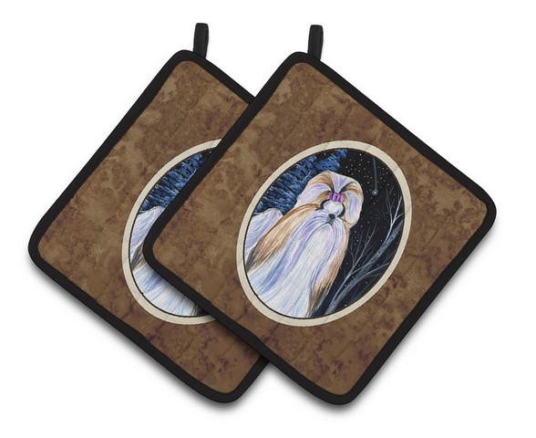 Picture of Carolines Treasures SS8381PTHD Starry Night Shih Tzu Pair of Pot Holders, 7.5 x 3 x 7.5 in.
