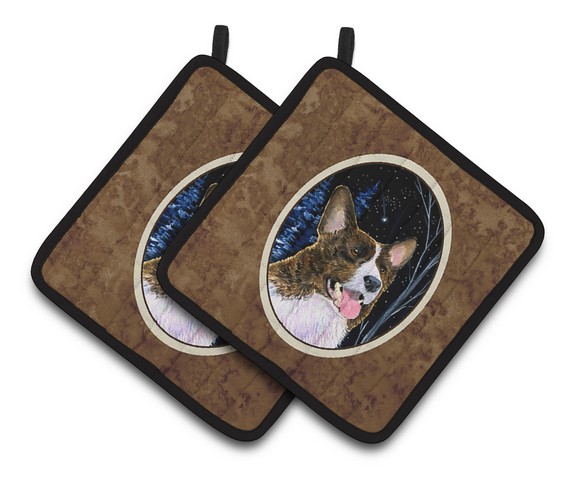 Picture of Carolines Treasures SS8387PTHD Starry Night Corgi Pair of Pot Holders, 7.5 x 3 x 7.5 in.