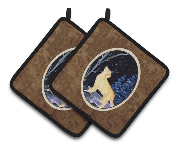 Picture of Carolines Treasures SS8392PTHD Starry Night Golden Retriever Pair of Pot Holders, 7.5 x 3 x 7.5 in.