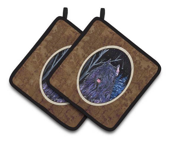 Picture of Carolines Treasures SS8394PTHD Starry Night Bouvier Des Flandres Pair of Pot Holders, 7.5 x 3 x 7.5 in.