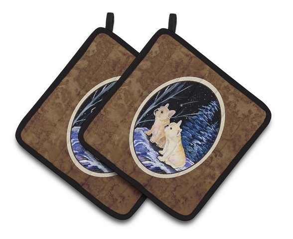 Picture of Carolines Treasures SS8395PTHD Starry Night French Bulldog Pair of Pot Holders, 7.5 x 3 x 7.5 in.