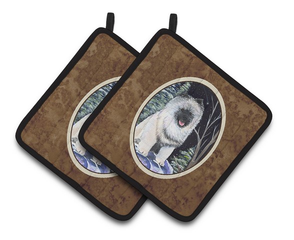 Picture of Carolines Treasures SS8404PTHD Starry Night Keeshond Pair of Pot Holders, 7.5 x 3 x 7.5 in.