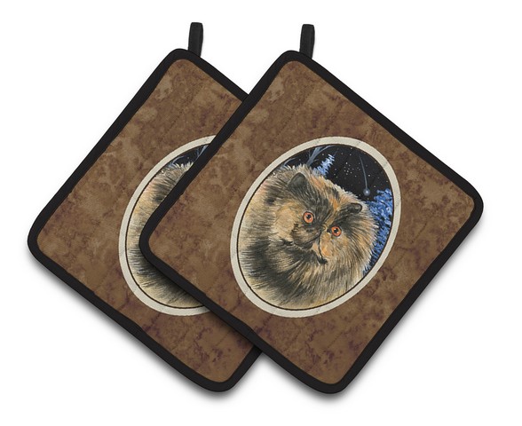 Picture of Carolines Treasures SS8408PTHD Starry Night Cat - Persian Style Pair of Pot Holders, 7.5 x 3 x 7.5 in.