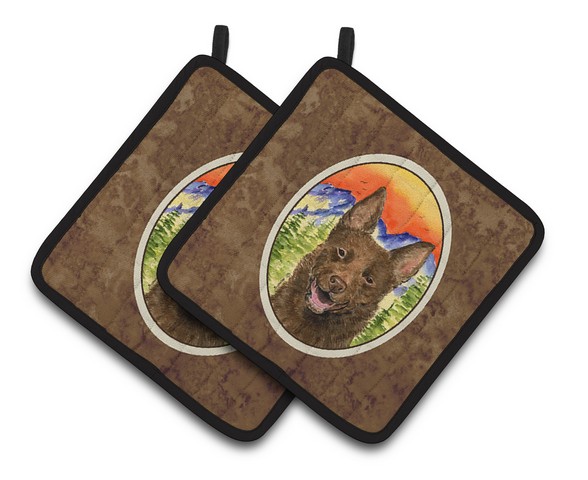 Picture of Carolines Treasures SS8422PTHD Australian Kelpie Pair of Pot Holders, 7.5 x 3 x 7.5 in.