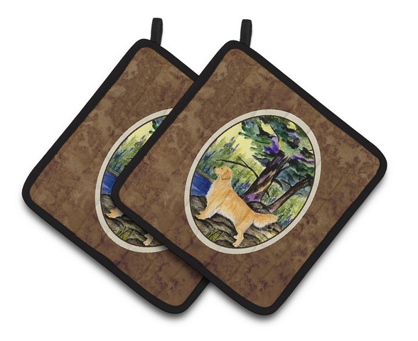 Picture of Carolines Treasures SS8426PTHD Golden Retriever Pair of Pot Holders, 7.5 x 3 x 7.5 in.