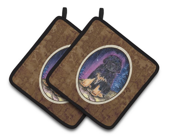Picture of Carolines Treasures SS8440PTHD Starry Night Tibetan Mastiff Pair of Pot Holders, 7.5 x 3 x 7.5 in.