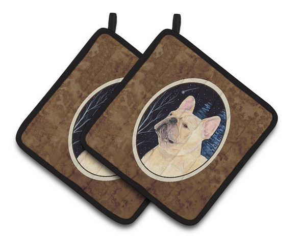 Picture of Carolines Treasures SS8441PTHD Starry Night French Bulldog Pair of Pot Holders, 7.5 x 3 x 7.5 in.