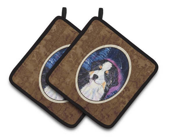 Picture of Carolines Treasures SS8446PTHD Starry Night Bernese Mountain Dog Pair of Pot Holders, 7.5 x 3 x 7.5 in.