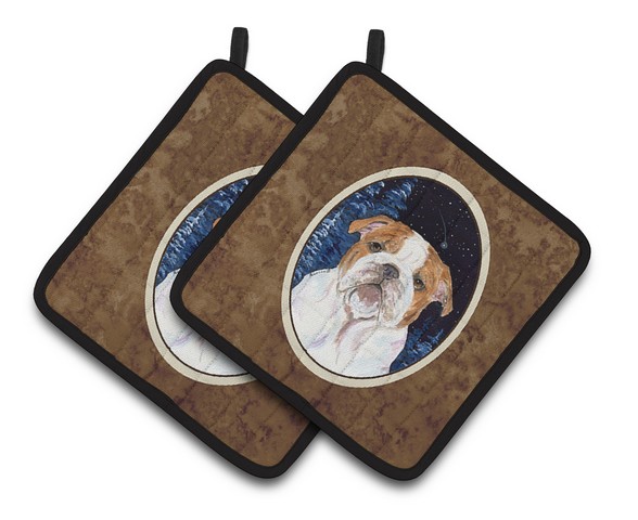 Picture of Carolines Treasures SS8447PTHD Starry Night English Bulldog Pair of Pot Holders, 7.5 x 3 x 7.5 in.