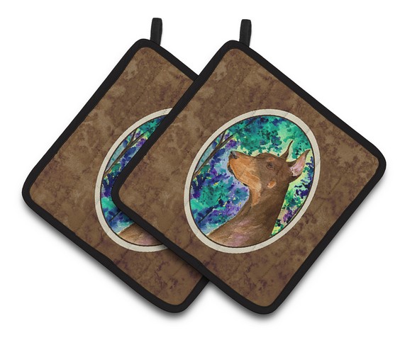 Picture of Carolines Treasures SS8457PTHD Doberman Pair of Pot Holders, 7.5 x 3 x 7.5 in.