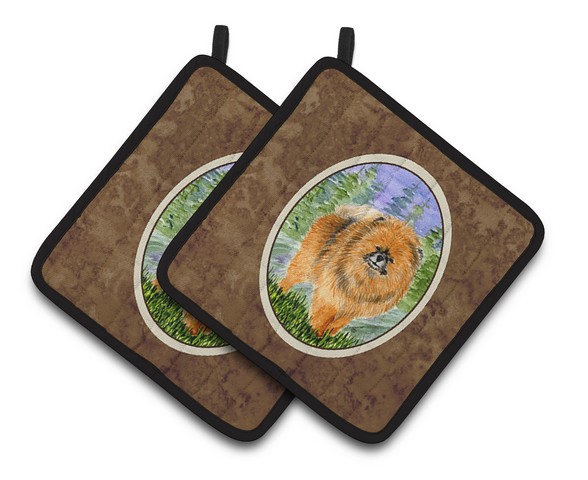 Picture of Carolines Treasures SS8459PTHD Pomeranian Pair of Pot Holders, 7.5 x 3 x 7.5 in.