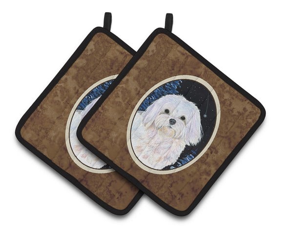 Picture of Carolines Treasures SS8460PTHD Starry Night Maltese Pair of Pot Holders, 7.5 x 3 x 7.5 in.
