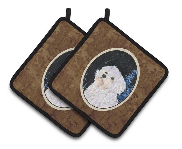 Picture of Carolines Treasures SS8461PTHD Starry Night Maltese Pair of Pot Holders, 7.5 x 3 x 7.5 in.
