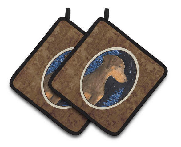 Picture of Carolines Treasures SS8462PTHD Starry Night Doberman Pair of Pot Holders, 7.5 x 3 x 7.5 in.