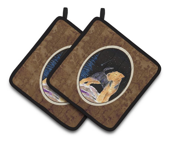 Picture of Carolines Treasures SS8464PTHD Starry Night Welsh Terrier Pair of Pot Holders, 7.5 x 3 x 7.5 in.