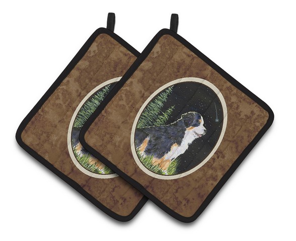 Picture of Carolines Treasures SS8468PTHD Starry Night Bernese Mountain Dog Pair of Pot Holders, 7.5 x 3 x 7.5 in.