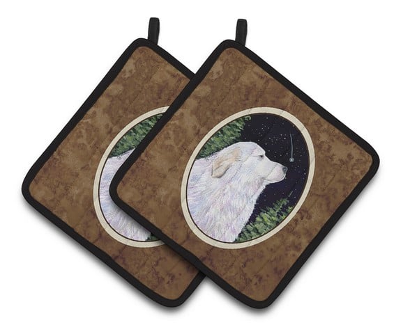 Picture of Carolines Treasures SS8470PTHD Starry Night Great Pyrenees Pair of Pot Holders, 7.5 x 3 x 7.5 in.