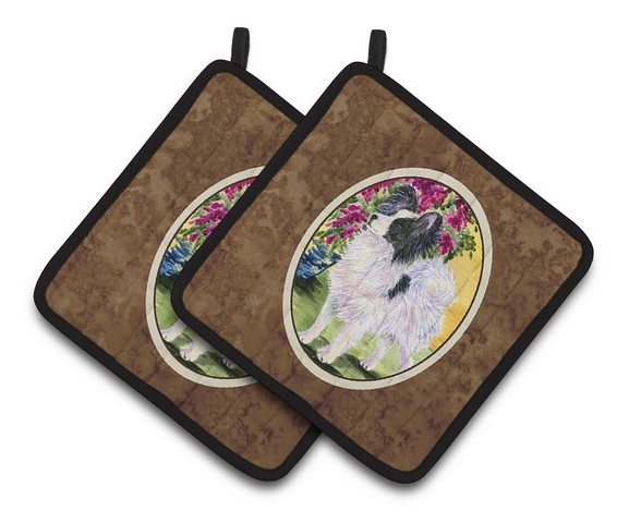 Picture of Carolines Treasures SS8477PTHD Papillon Pair of Pot Holders, 7.5 x 3 x 7.5 in.