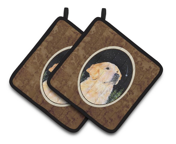Picture of Carolines Treasures SS8480PTHD Starry Night Golden Retriever Pair of Pot Holders, 7.5 x 3 x 7.5 in.