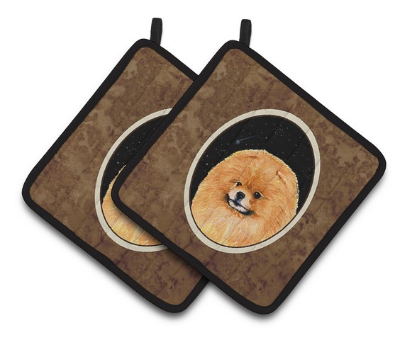 Picture of Carolines Treasures SS8481PTHD Starry Night Pomeranian Pair of Pot Holders, 7.5 x 3 x 7.5 in.