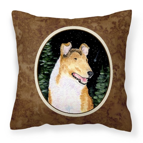 Starry Night Collie Smooth Fabric Decorative Pillow
