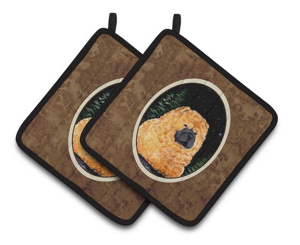 Picture of Carolines Treasures SS8489PTHD Starry Night Chow Chow Pair of Pot Holders, 7.5 x 3 x 7.5 in.