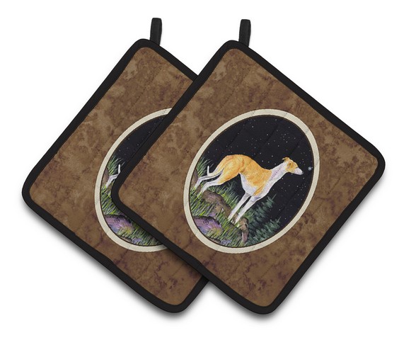 Picture of Carolines Treasures SS8492PTHD Starry Night Whippet Pair of Pot Holders, 7.5 x 3 x 7.5 in.