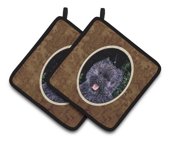 Picture of Carolines Treasures SS8494PTHD Starry Night Cairn Terrier Pair of Pot Holders, 7.5 x 3 x 7.5 in.