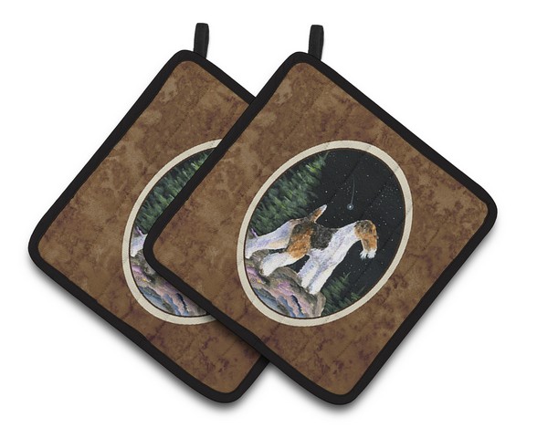 Picture of Carolines Treasures SS8500PTHD Starry Night Fox Terrier Pair of Pot Holders, 7.5 x 3 x 7.5 in.