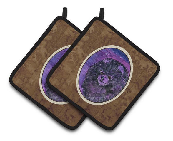 Picture of Carolines Treasures SS8501PTHD Starry Night Pomeranian Pair of Pot Holders, 7.5 x 3 x 7.5 in.