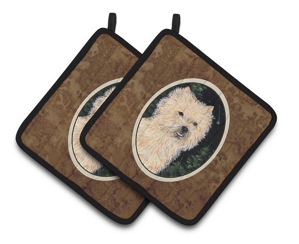 Picture of Carolines Treasures SS8502PTHD Starry Night Cairn Terrier Pair of Pot Holders, 7.5 x 3 x 7.5 in.