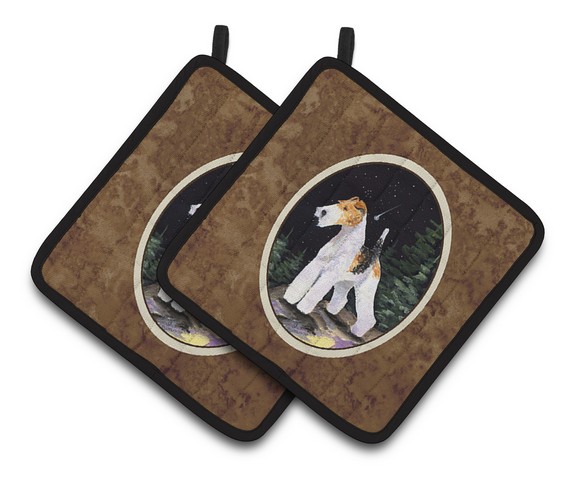 Picture of Carolines Treasures SS8503PTHD Starry Night Fox Terrier Pair of Pot Holders, 7.5 x 3 x 7.5 in.