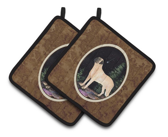 Picture of Carolines Treasures SS8505PTHD Starry Night Anatolian Shepherd Pair of Pot Holders, 7.5 x 3 x 7.5 in.