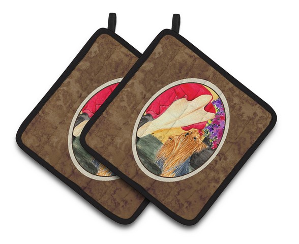 Picture of Carolines Treasures SS8522PTHD Lady with Her Yorkie Pair of Pot Holders, 7.5 x 3 x 7.5 in.