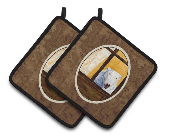 Picture of Carolines Treasures SS8542PTHD Bull Terrier Pair of Pot Holders, 7.5 x 3 x 7.5 in.