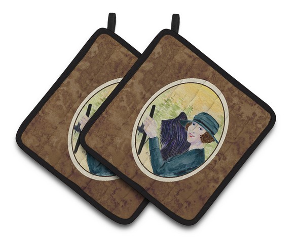 Picture of Carolines Treasures SS8549PTHD Lady Driving with Her Briard Pair of Pot Holders, 7.5 x 3 x 7.5 in.