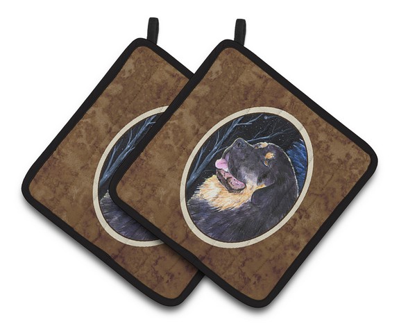 Picture of Carolines Treasures SS8552PTHD Starry Night Tibetan Mastiff Pair of Pot Holders, 7.5 x 3 x 7.5 in.