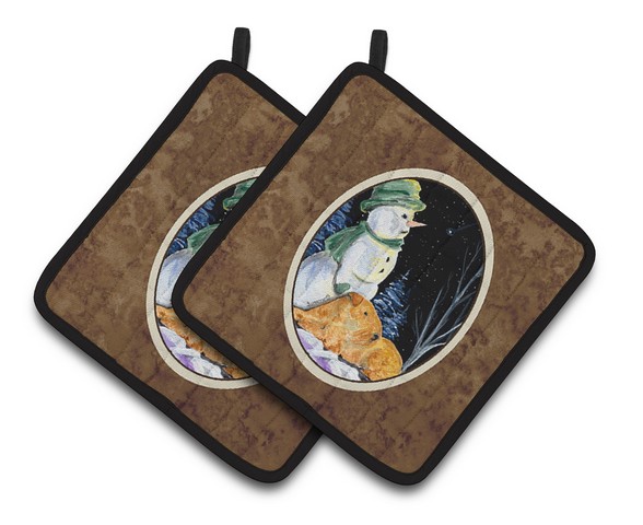Picture of Carolines Treasures SS8555PTHD Snowman with Lakeland Terrier Pair of Pot Holders, 7.5 x 3 x 7.5 in.