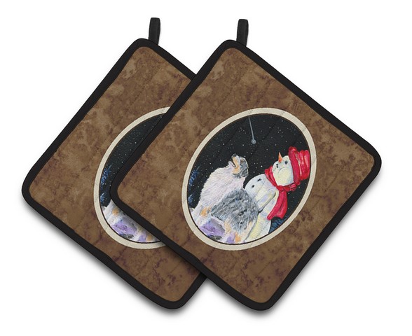 Picture of Carolines Treasures SS8574PTHD Australian Shepherd Pair of Pot Holders, 7.5 x 3 x 7.5 in.