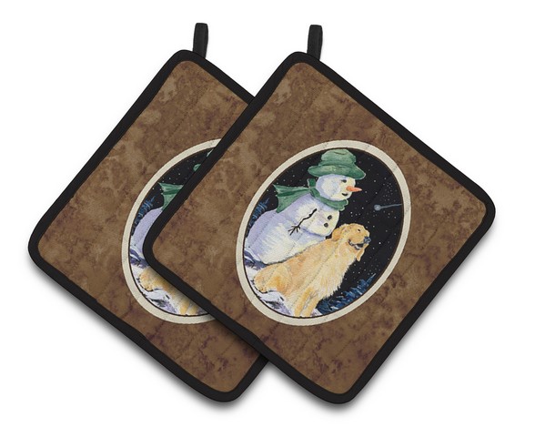 Picture of Carolines Treasures SS8577PTHD Golden Retriever Pair of Pot Holders, 7.5 x 3 x 7.5 in.