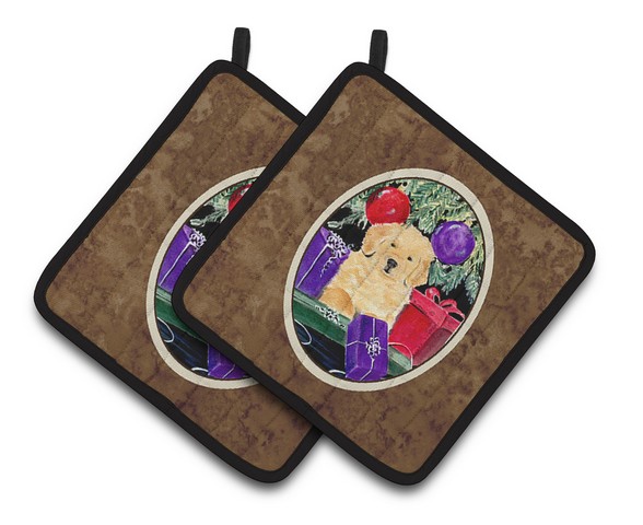 Picture of Carolines Treasures SS8581PTHD Golden Retriever Pair of Pot Holders, 7.5 x 3 x 7.5 in.