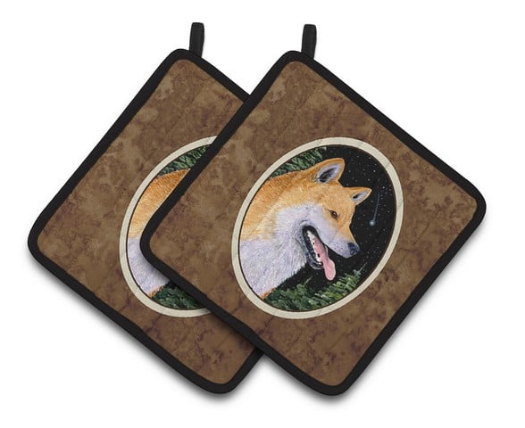Picture of Carolines Treasures SS8598PTHD Shiba Inu Pair of Pot Holders, 7.5 x 3 x 7.5 in.