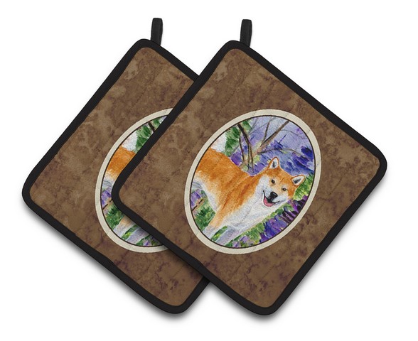 Picture of Carolines Treasures SS8629PTHD Shiba Inu Pair of Pot Holders, 7.5 x 3 x 7.5 in.