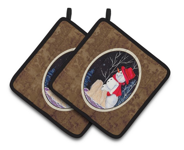 Picture of Carolines Treasures SS8644PTHD Lhasa Apso Pair of Pot Holders, 7.5 x 3 x 7.5 in.